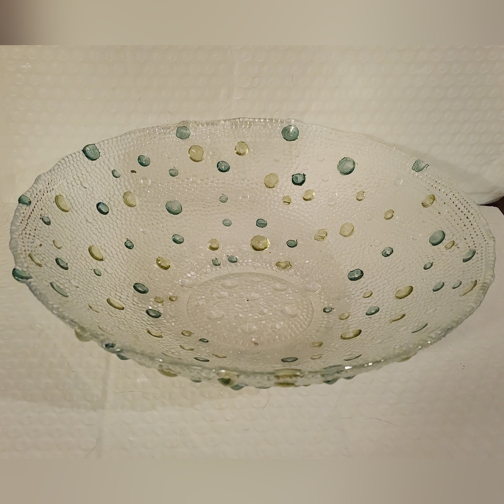 Dansk Blue And Green Bubble Glass Bowl